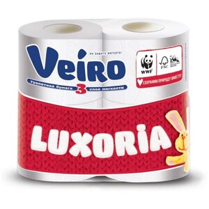 Туалетная бумага Veiro Luxoria белая трёхслойная 4 рул.