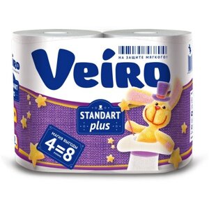 Туалетная бумага Veiro Standart Plus белая двухслойная 4 рул. 140 лист., белый, без запаха