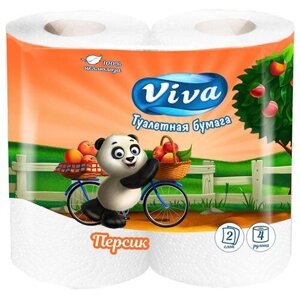 Туалетная бумага VIVA Персик белая двухслойная 4 рул.