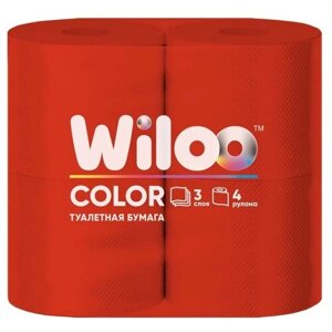 Туалетная бумага Wiloo Color Красная 3сл 4рул/упак