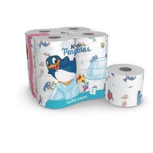Туалетная бумага World Cart Kartika Collection Пингвины с рисунком трёхслойная 8 рул. 1600 лист.