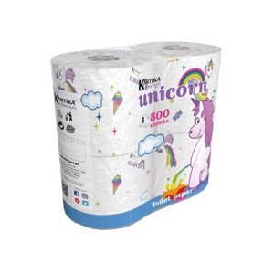 Туалетная бумага World Cart Kartika collection Unicorn белая трёхслойная 4 рул.