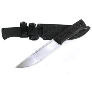 Туристический нож Сармат, сталь Aus-8, рукоять граб, ножны кожа (лазерная орнаментальная резьба)