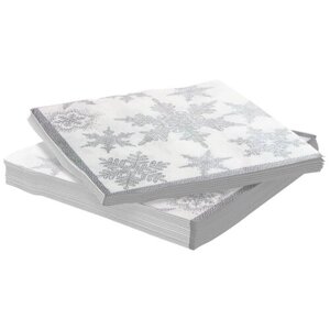 Ukid 2022 / Бумажные салфетки / Салфетки для сервировки стола "Снегопад", 33 х 33 см, 20 шт, серебро