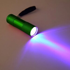 Ультрафиолетовый фонарик 395nm 9LED для обнаружения органики и сушки лака и клея (зеленый)