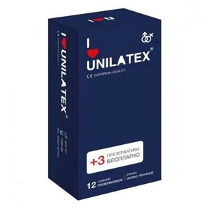 Ультрапрочные презервативы Unilatex Extra Strong - 12 шт. 3 шт. в подарок (арт. 83060)