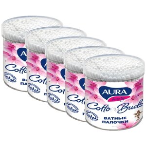 Ватные палочки Aura Beauty Cotton buds, 200 шт., 5 уп., банка
