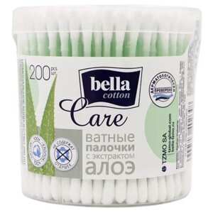 Ватные палочки Bella cotton care с экстрактом алоэ 200 шт 5900516402648