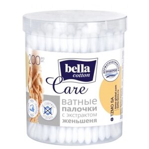 Ватные палочки Bella Cotton Care с экстрактом женьшеня, белый, 200 шт., банка