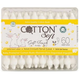 Ватные палочки Cotton Soft с ограничителем для детей 60 шт