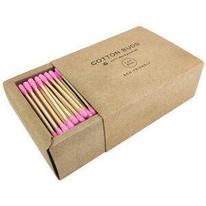 Ватные палочки эко бамбуковые 200 шт, розовые