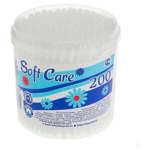 Ватные палочки Soft Care, 200 шт. в стакане 2323356