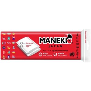 Ватные подушечки Maneki Red с пресс-линиями, белый, 80 шт., пакет