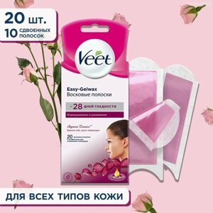 Veet Easy gel-wax Восковые полоски для лица, для чувствительной кожи, 20шт