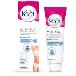 Veet Minima крем для депиляции для чувствительной кожи для зоны бикини и подмышек с аппликатором 100 мл 100 г