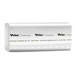 VEIRO LITE полотенца для рук V-сложения, 1 слой, 190 листов, белый. 20 шт. в упаковке.