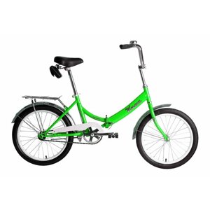 Велосипед KAMA 20 (20" 1 ск. рост. 14" скл.) 2023, зеленый/серебристый