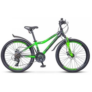 Велосипед подростковый 24" Stels Navigator 410 MD V010 (рама 12) Черный/зеленый (требует финальной сборки)