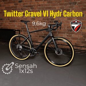 Велосипед Twitter Gravel V1 Full-hydr Carbon, 9.6 кг, 700х40с гревел шоссейный взрослый, 48 см 12 скоростей, цвет черный