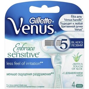 Venus Embrace Sensitive Сменные лезвия, 4 шт., с 4 сменными лезвиями в комплекте