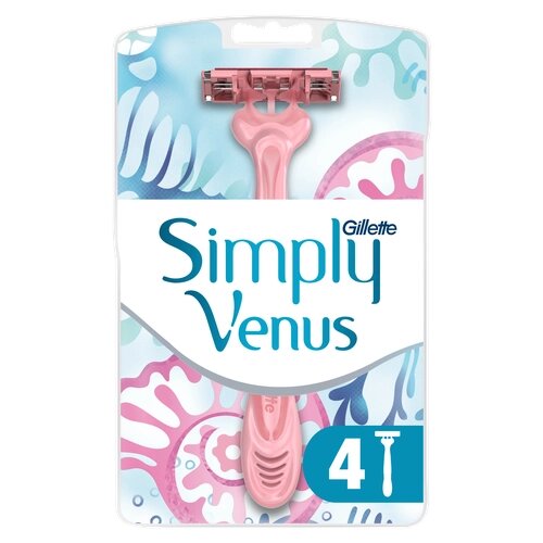 Venus Simply 3 бритвенный станок, 4 шт.