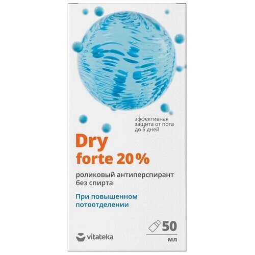 Vitateka Антиперспирант Dry forte 20% без спирта, ролик, 50 мл, 1 шт.