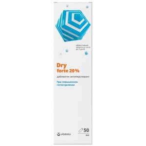 Vitateka Антиперспирант Dry forte 20 %спиртовой), дабоматик, 50 мл, 50 г, 1 шт.