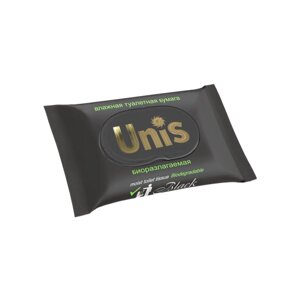 Влажная биоразлагаемая туалетная бумага UNIS Black 25 штук в упаковке (16 упаковок в коробке)