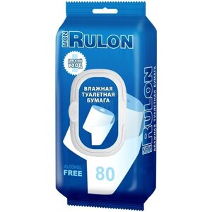 Влажная туалетная бумага Mon Rulon с пластиковым клапаном, 80 листов / уп.