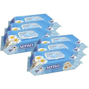 Влажная туалетная бумага SENSO для всей семьи с экстрактом ромашки, 6 упаковок