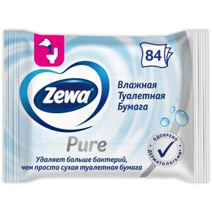 Влажная туалетная бумага Zewa Pure белая, 2 уп. 42 лист.