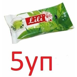 Влажные салфетки Lili (Лили) с ароматом Зелёного Чая, 15шт х 5уп