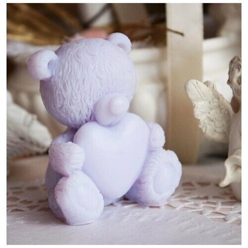 Влюбленный Мишка-валентинка сиреневый - мыло ручной работы арт. milotto003105
