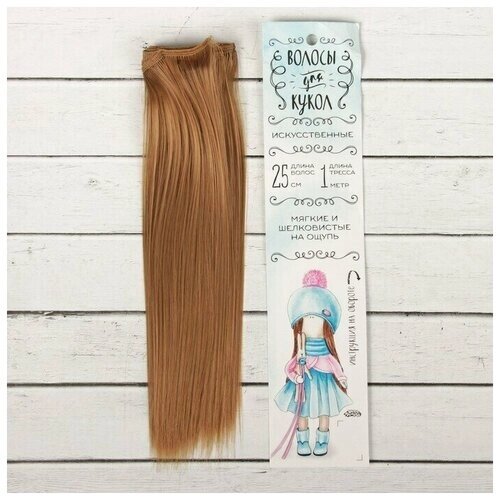 Волосы - тресс для кукол "Прямые" длина волос: 25 см, ширина: 100 см, цвет № 28