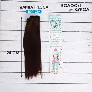 Волосы - тресс для кукол "Прямые" длина волос: 25 см, ширина:100 см, цвет № 6А