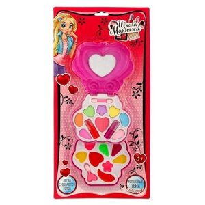 Выбражулька Набор косметики для девочки с зеркалом «Сердечко»тени, аппликаторы, блески, помады