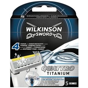Wilkinson Sword Quattro Titanium core motion сменные лезвия 5шт