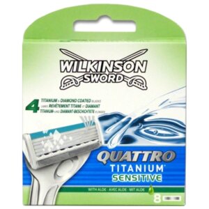 Wilkinson Sword Quattro Titanium*Sensitive/Сменные кассеты для бритвы (8 шт)