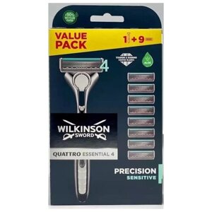 Wilkinson Sword / Schick Quattro Titanium PRECISION Sensitive / Бритвенный набор / Станок + 9 Кассет