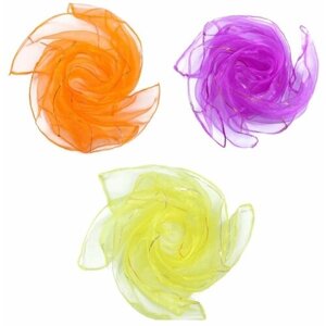 Яркие платочки для жонглирования из шифона набор-3 шт детские цвета, для выступлений, шеи, головы