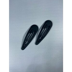 Заколка женская Клик-Клак для волос 2шт. металлическая: Черная-матовая soft touch