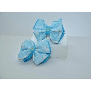 Заколки для девочек / Бантики голубые аксессуар для волос комплект 2 штуки