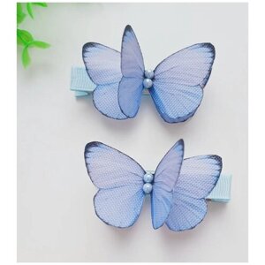 Заколки для волос бабочка синяя