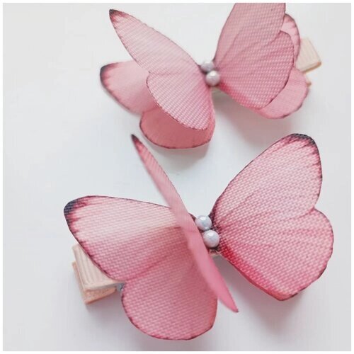 Заколки для волос бабочки розовые