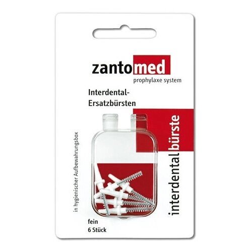 Zantomed Interdental Brush Fine сменные щеточки для межзубных промежутков, тонкие, белые (6 шт)