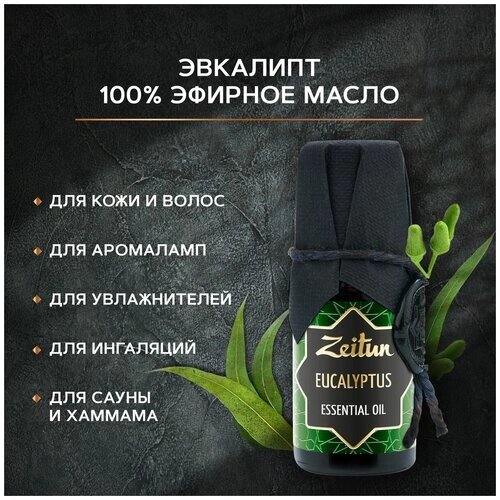 Zeitun эфирное масло Эвкалипт для волос, для лица, для тела. Ароматерапия, аромамасло для бани и дома, масло для аромалампы, 10 мл