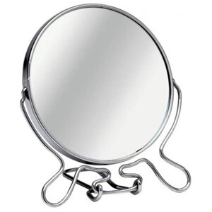Зеркало настольное круглое железное двустороннее разного увеличения 12 см
