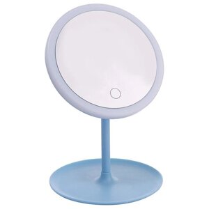 Зеркало настольное с подсветкой, вентилятором и увеличительным зеркалом голубое VITTOVAR