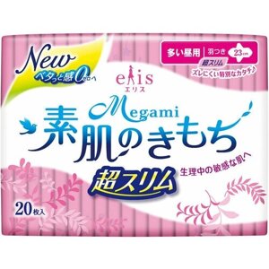 Женские гигиенические прокладки Daio Seishi "Elis Megami", дневные, для обильных выделений, сверхтонкие, для чувствительной кожи, с крылышками (длина - 23 см), 1 упаковка 20 шт.