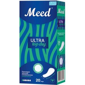 Женские прокладки MEED Ultra Top Dry (20 шт. гигиенические, ежедневные, усеченные, ультратонкие, 1 капля